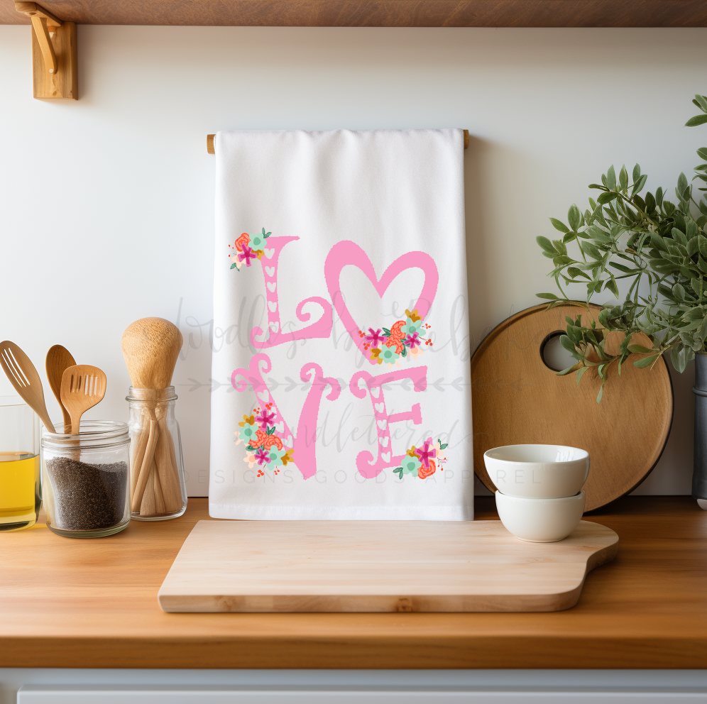 Love Floral Tea Towel