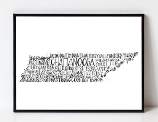 Chattanooga, TN 8x10 Print - Doodles by Rebekah