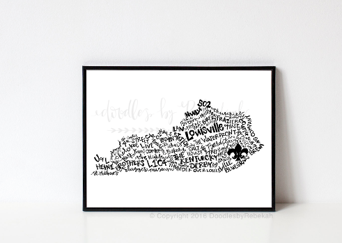 Louisville, KY 8x10 Print - Doodles by Rebekah
