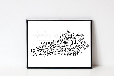 Monticello, KY 8x10 Print - Doodles by Rebekah