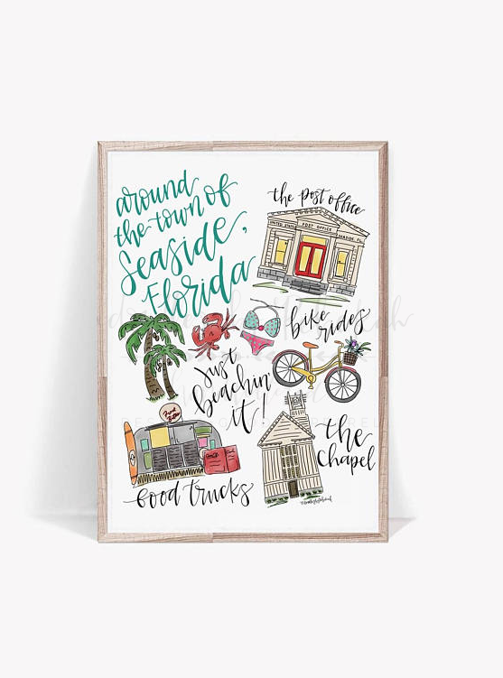 Seaside Florida Illustration Map - Doodles by Rebekah