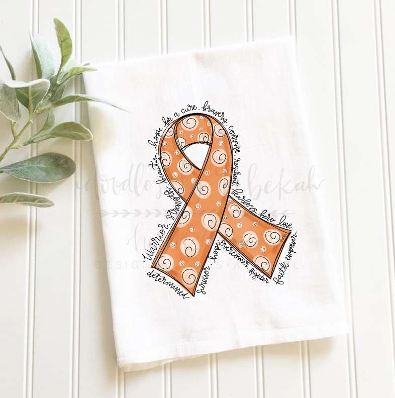 Cancer Awareness Ribbon Tea Towels - Doodles by Rebekah