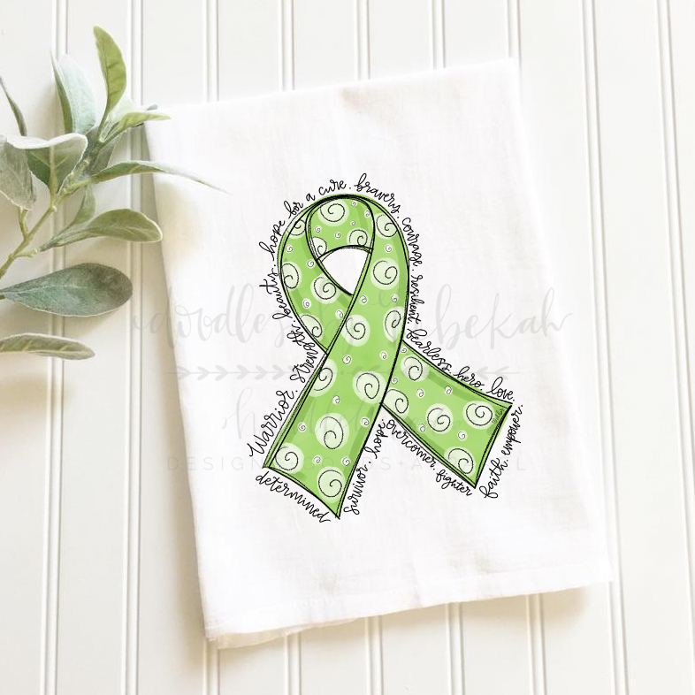 Cancer Awareness Ribbon Tea Towels - Doodles by Rebekah