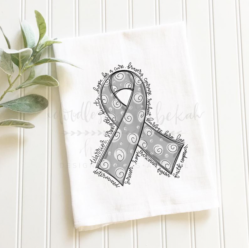 Cancer Awareness Ribbon Tea Towels - Doodles by Rebekah