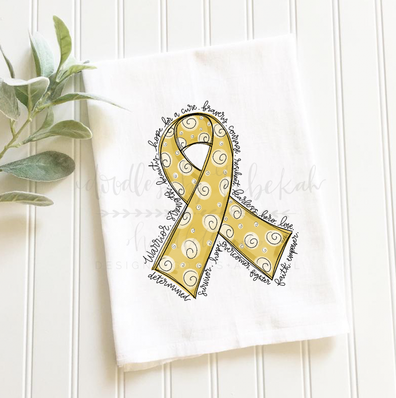 Cancer Awareness Ribbon Tea Towels - Doodles by Rebekah