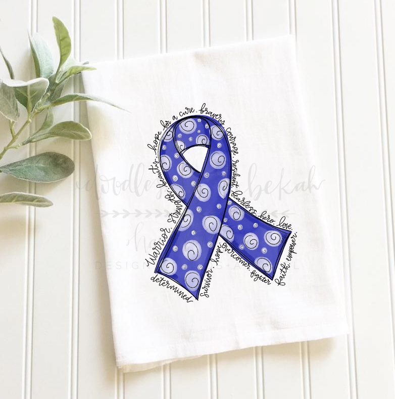 Cancer Awareness Ribbon Tea Towels - Doodles by Rebekah