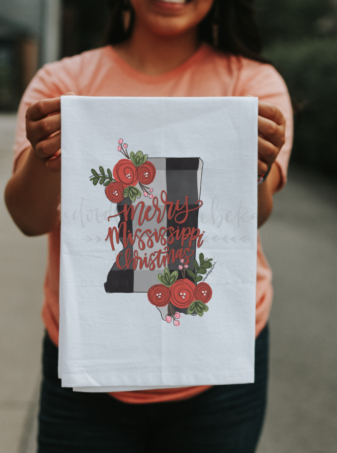 Merry Mississippi Christmas Tea Towel