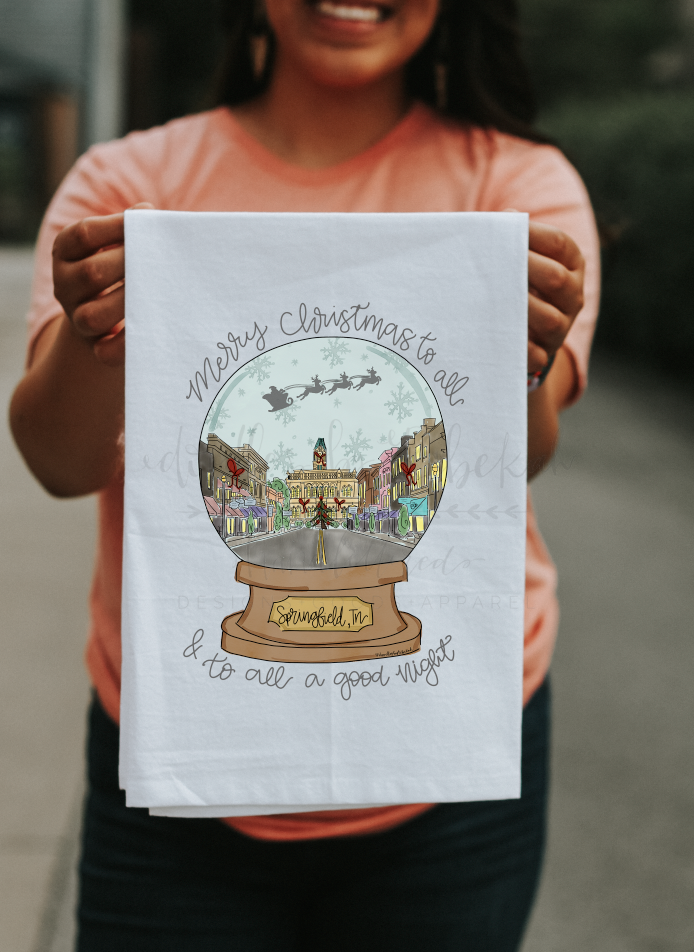 Springfield Snow Globe Tea Towel