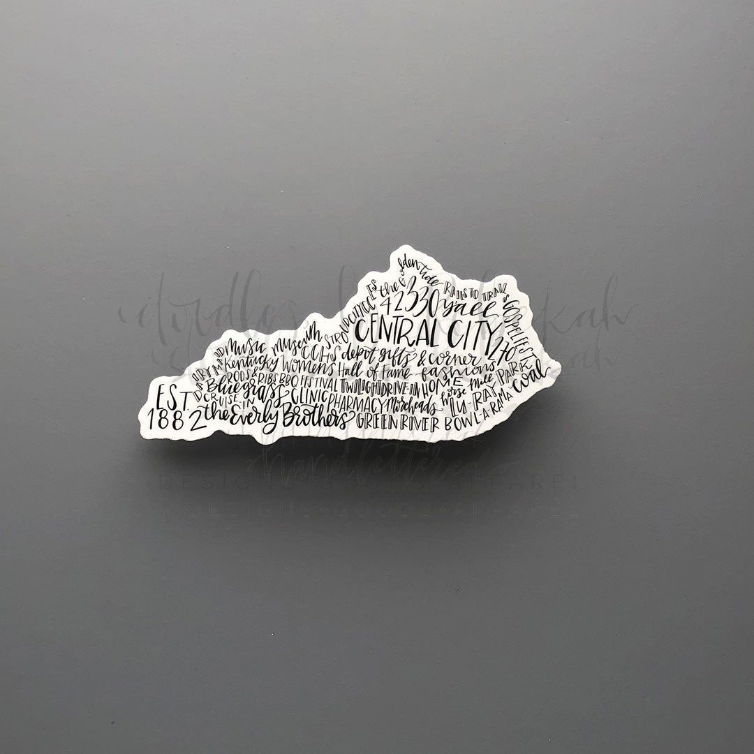 Central City, KY Word Art Sticker - Doodles by Rebekah