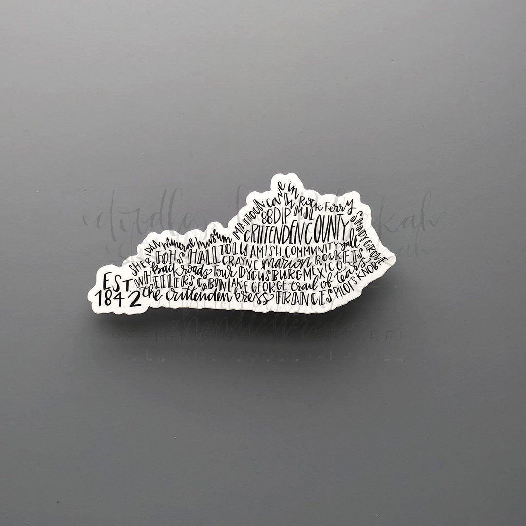 Crittenden County, KY Word Art Sticker - Doodles by Rebekah