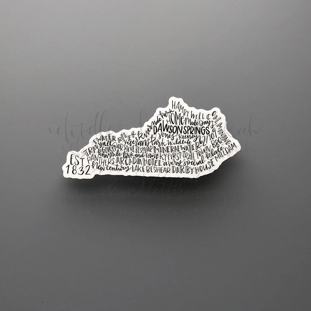 Dawson Springs, KY Word Art Sticker - Doodles by Rebekah