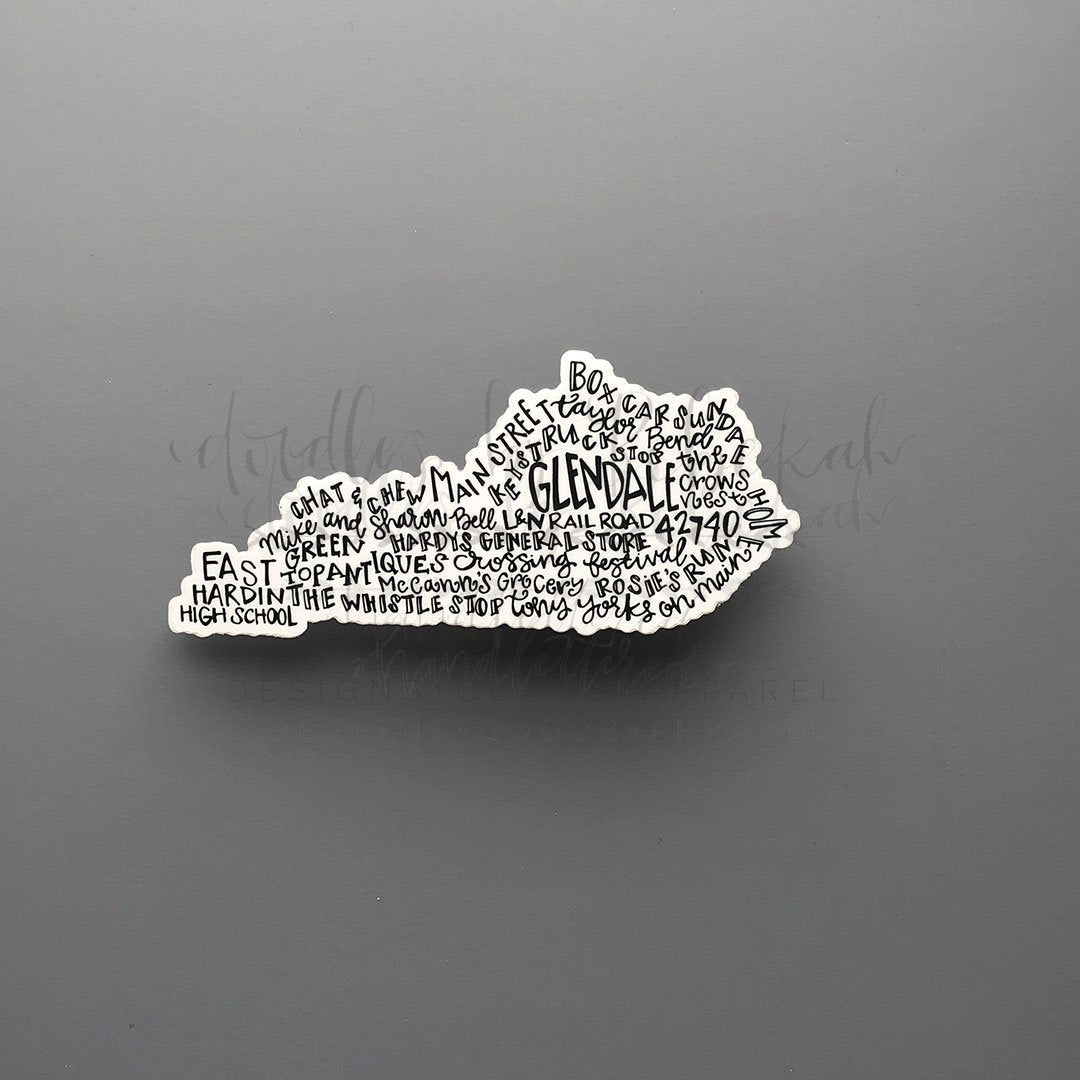 Glendale, KY Word Art Sticker - Doodles by Rebekah