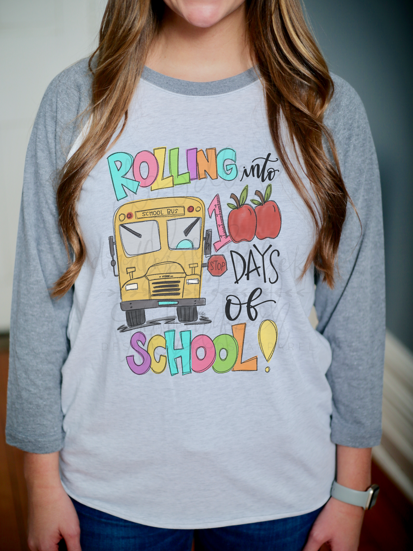 Rolling into 100 Days of School Baseball Raglan - Doodles by Rebekah