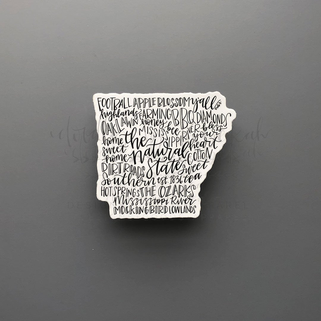 Arkansas Word Art Sticker - Doodles by Rebekah