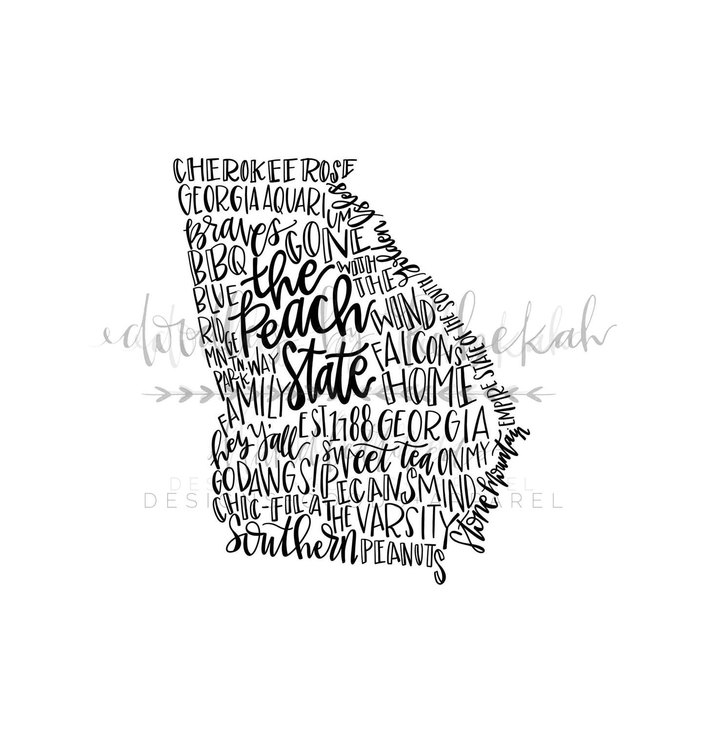 Georgia Word Art Charcoal Tee - Graphic Tee
