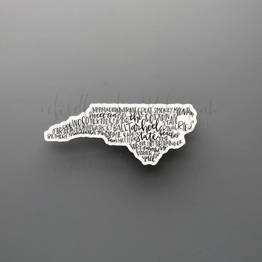 North Carolina Word Art Sticker - Doodles by Rebekah