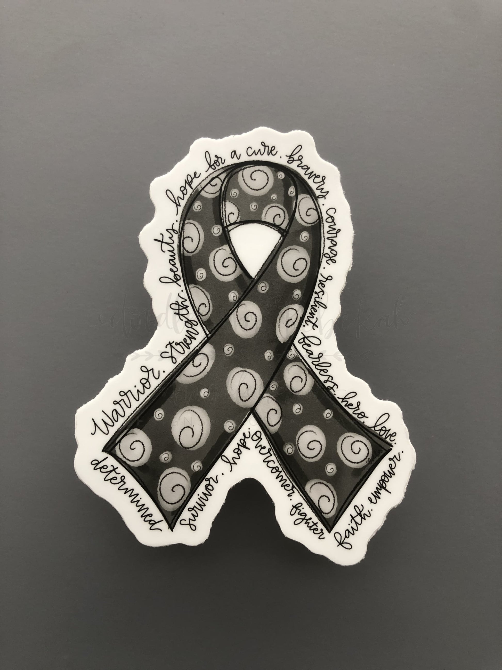 Hand drawn cancer awareness ribbon in Black