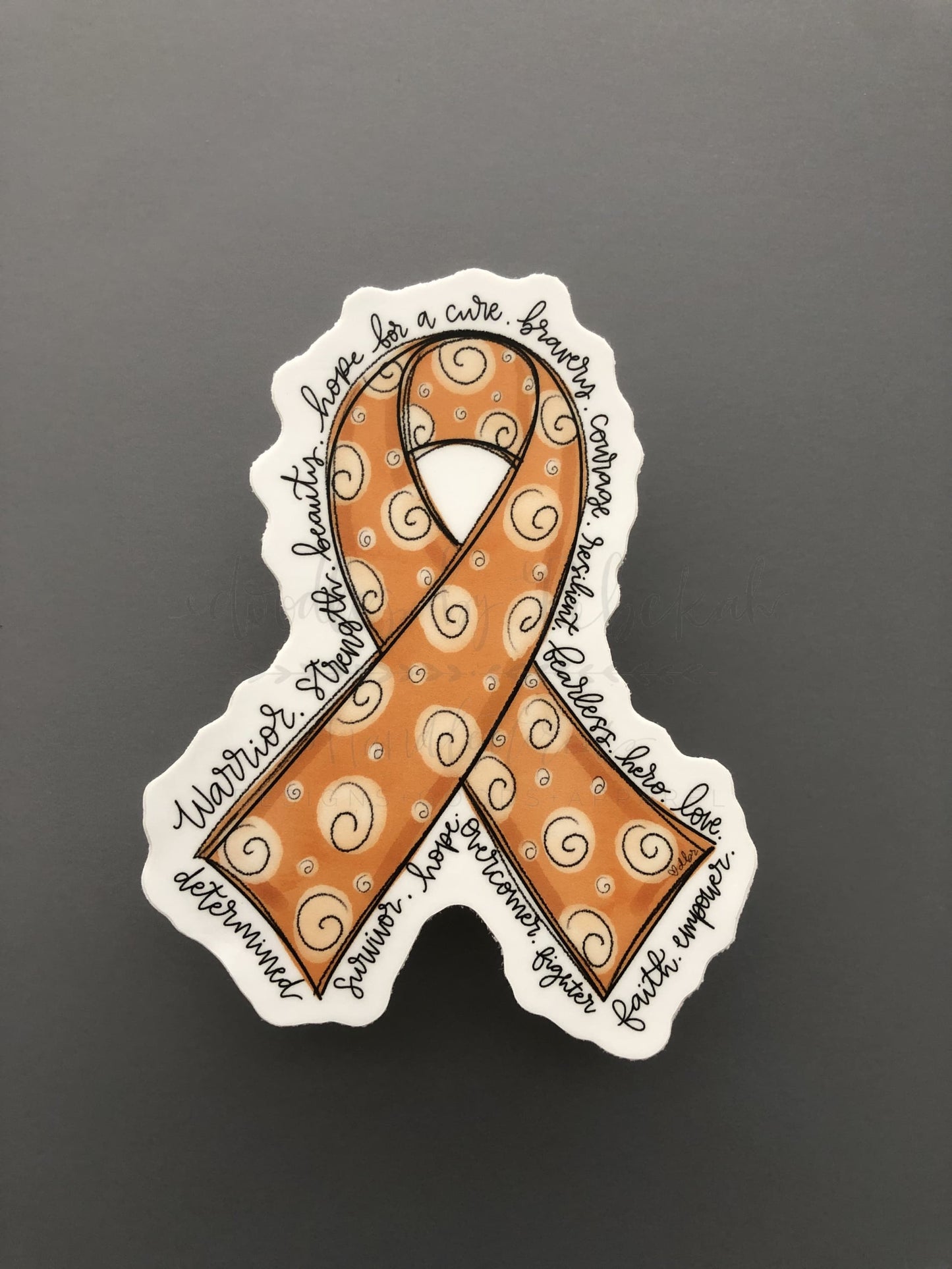 Hand drawn cancer awareness ribbon in Orange