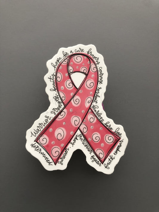 Hand drawn cancer awareness ribbon in Pink