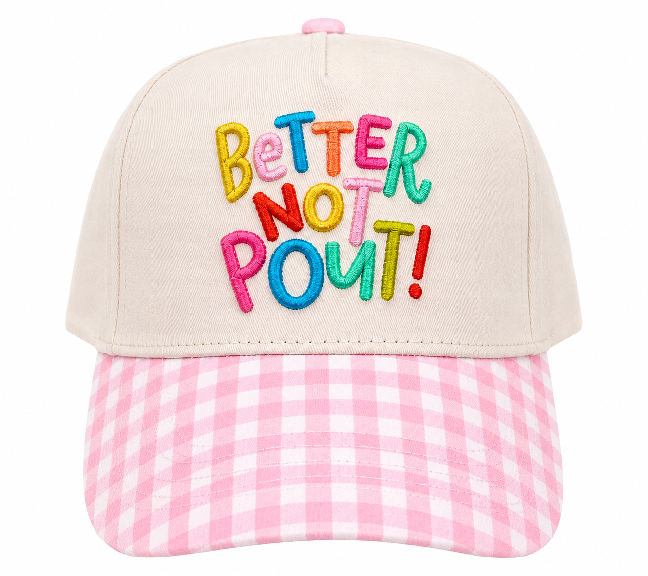 Better Not Pout Embroidered Hat With Decorative Bill