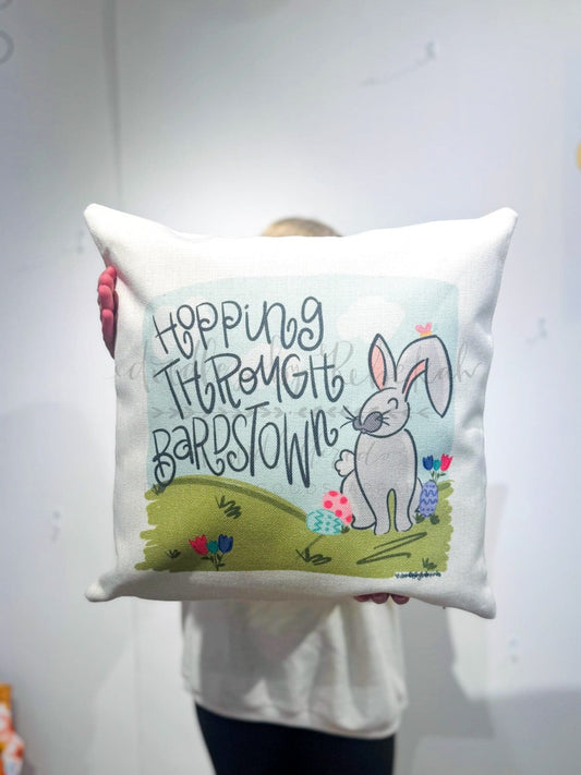 Hopping Through Custom Town Name Pillow - Pillow