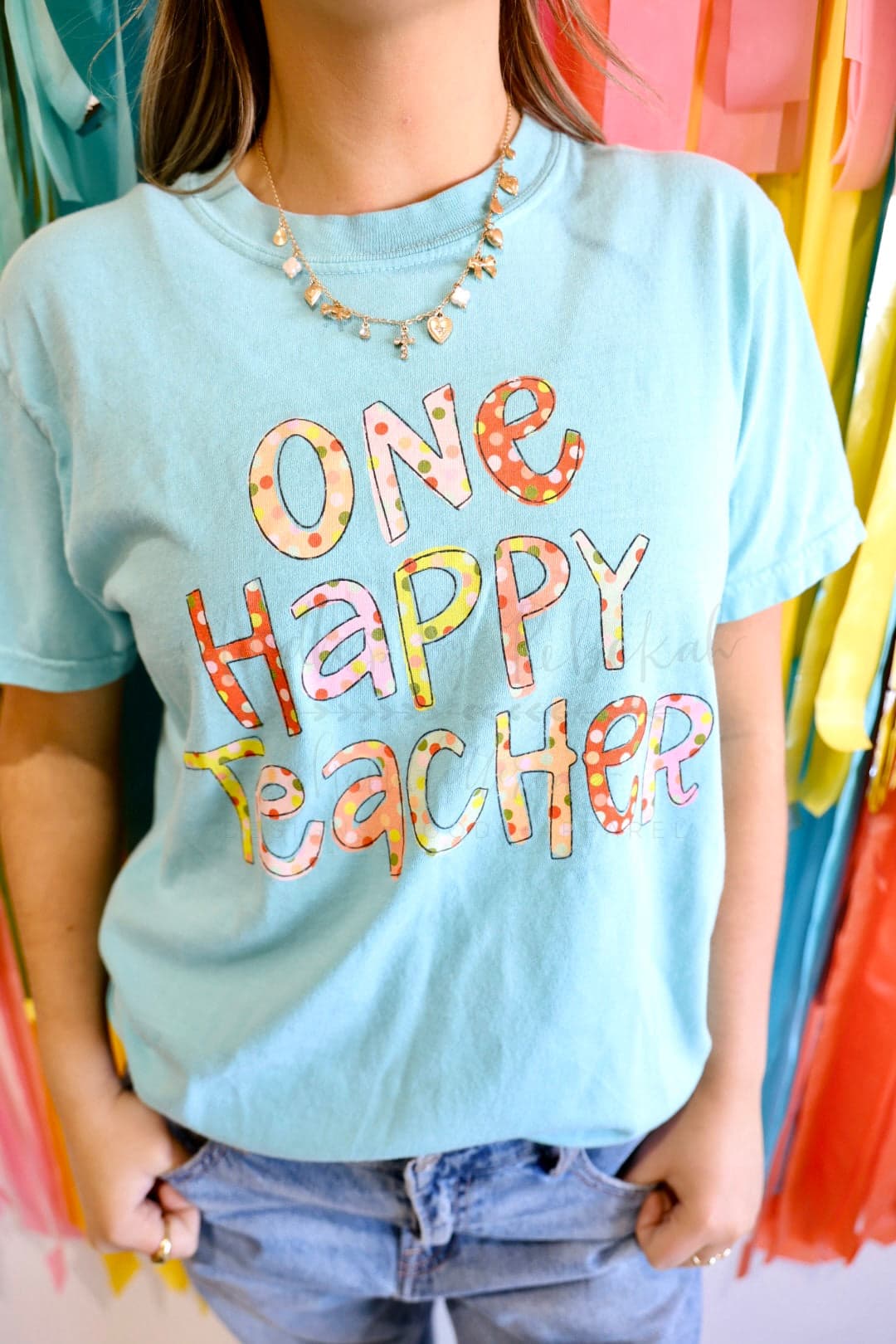 One Happy Teacher Chalky Mint Tee - Tees