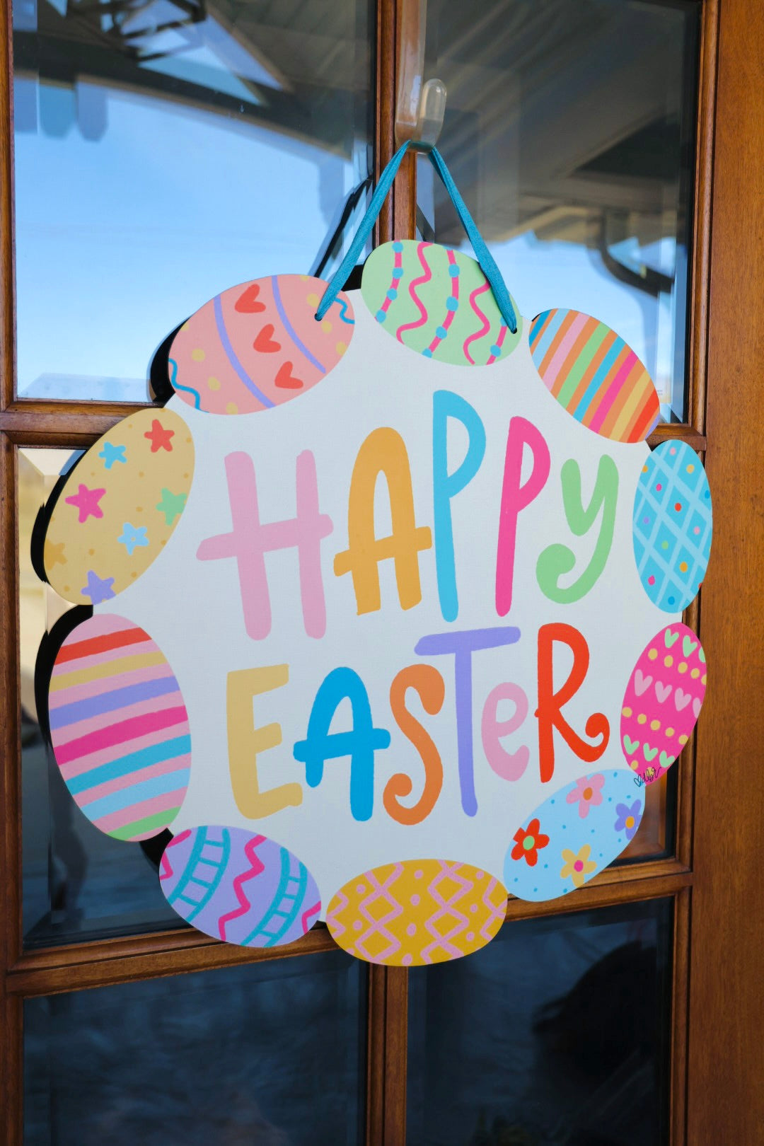 Happy Easter Egg Wreath Doorhanger