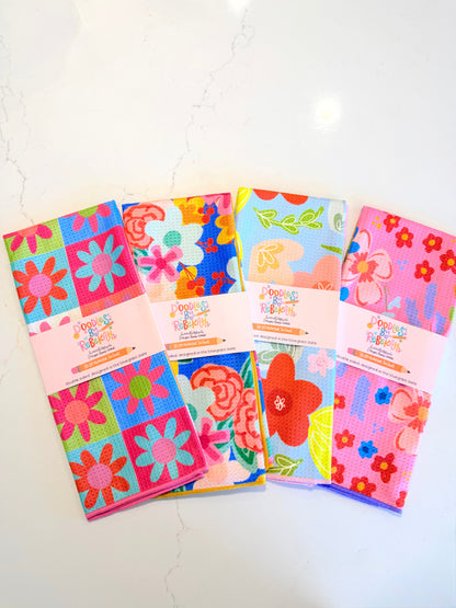 Pinky Pie Floral- Microfiber Waffle Weave Tea Towel