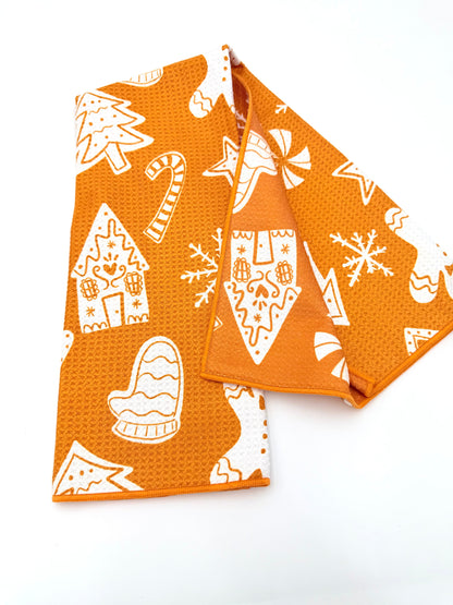 Gingerbread Dreams- Microfiber Waffle Weave Tea Towel
