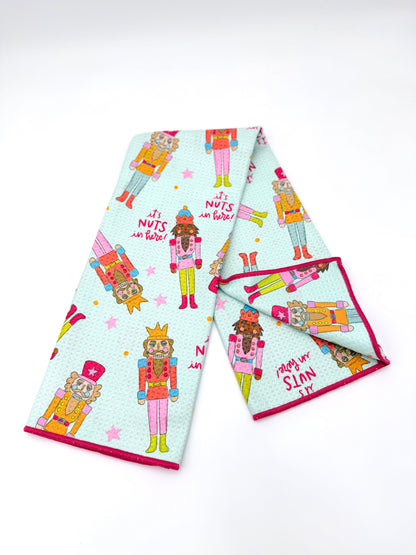 It's Nuts in Here! Nutcracker- Microfiber Waffle Weave Tea Towel