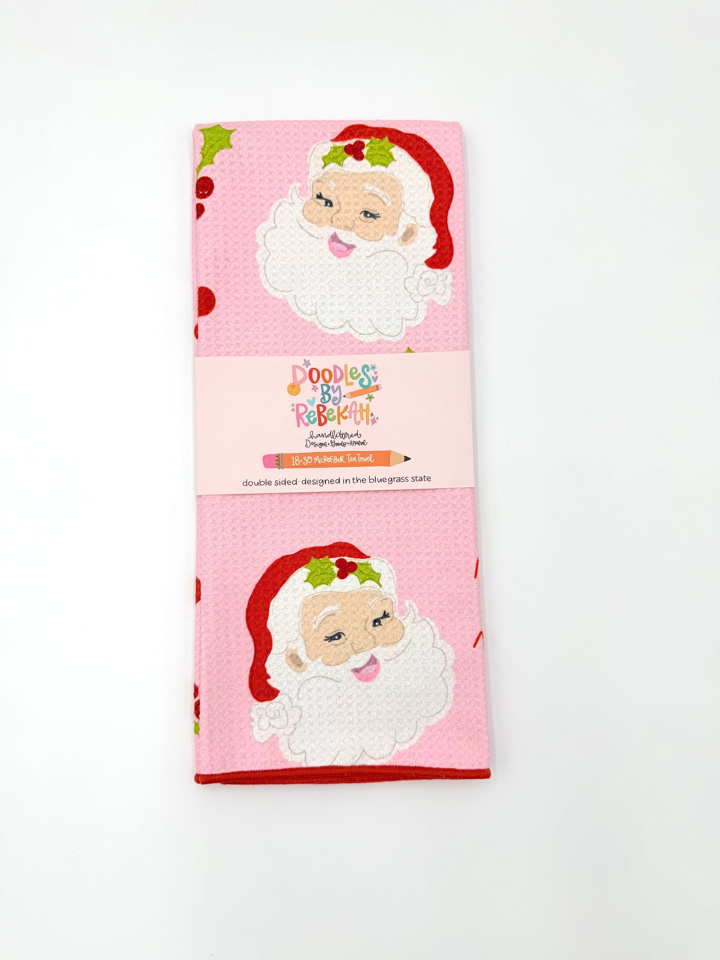 Naughty or Nice Santa- Microfiber Waffle Weave Tea Towel