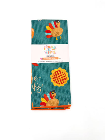 Give Thanks- Microfiber Waffle Weave Tea Towel