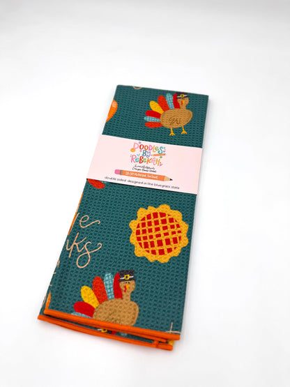 Give Thanks- Microfiber Waffle Weave Tea Towel