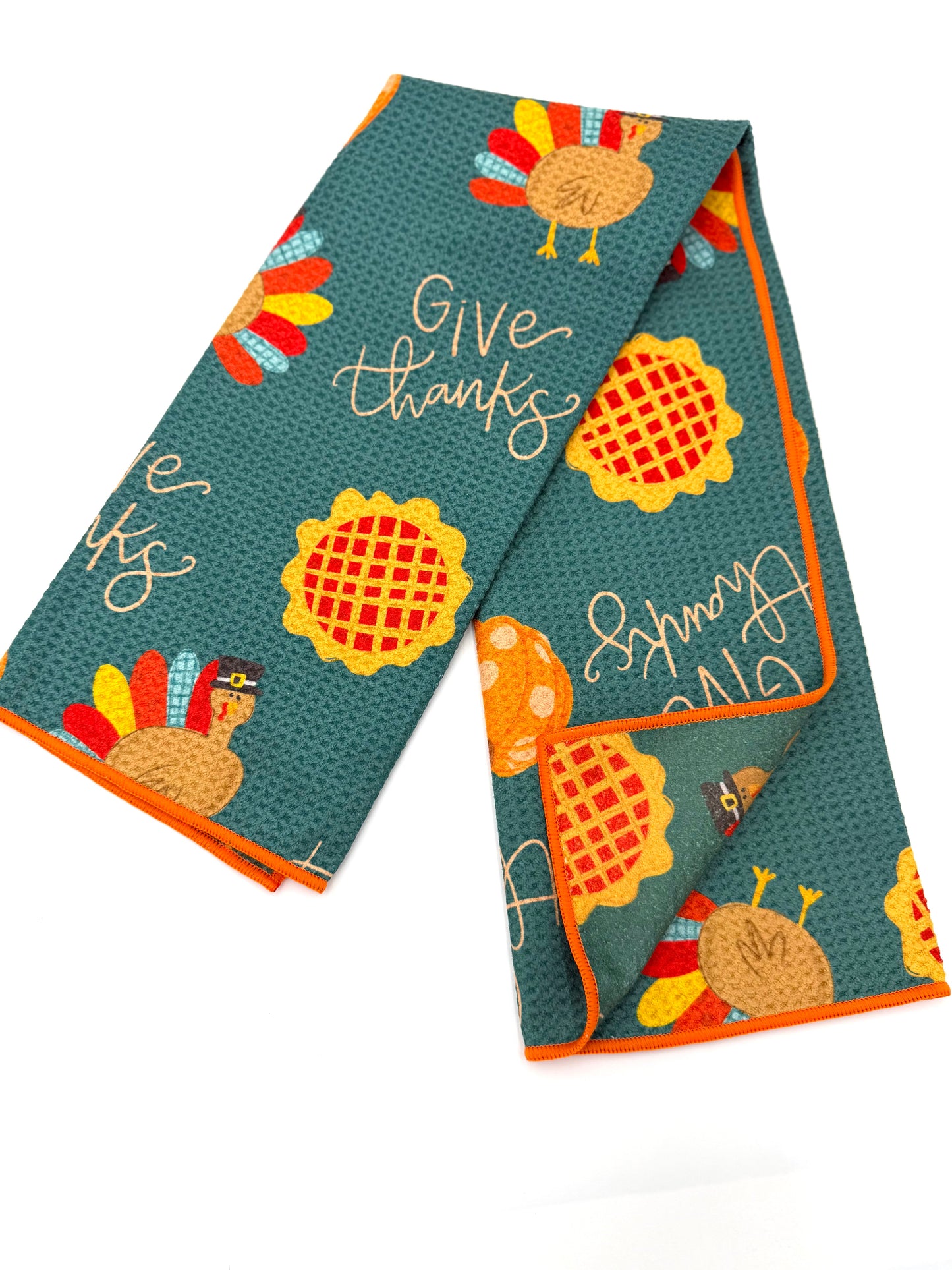 Give Thanks- Microfiber Waffle Weave Tea Towel