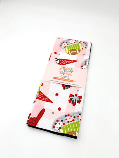 Red & Black Football Game Day- Microfiber Waffle Weave Tea Towel