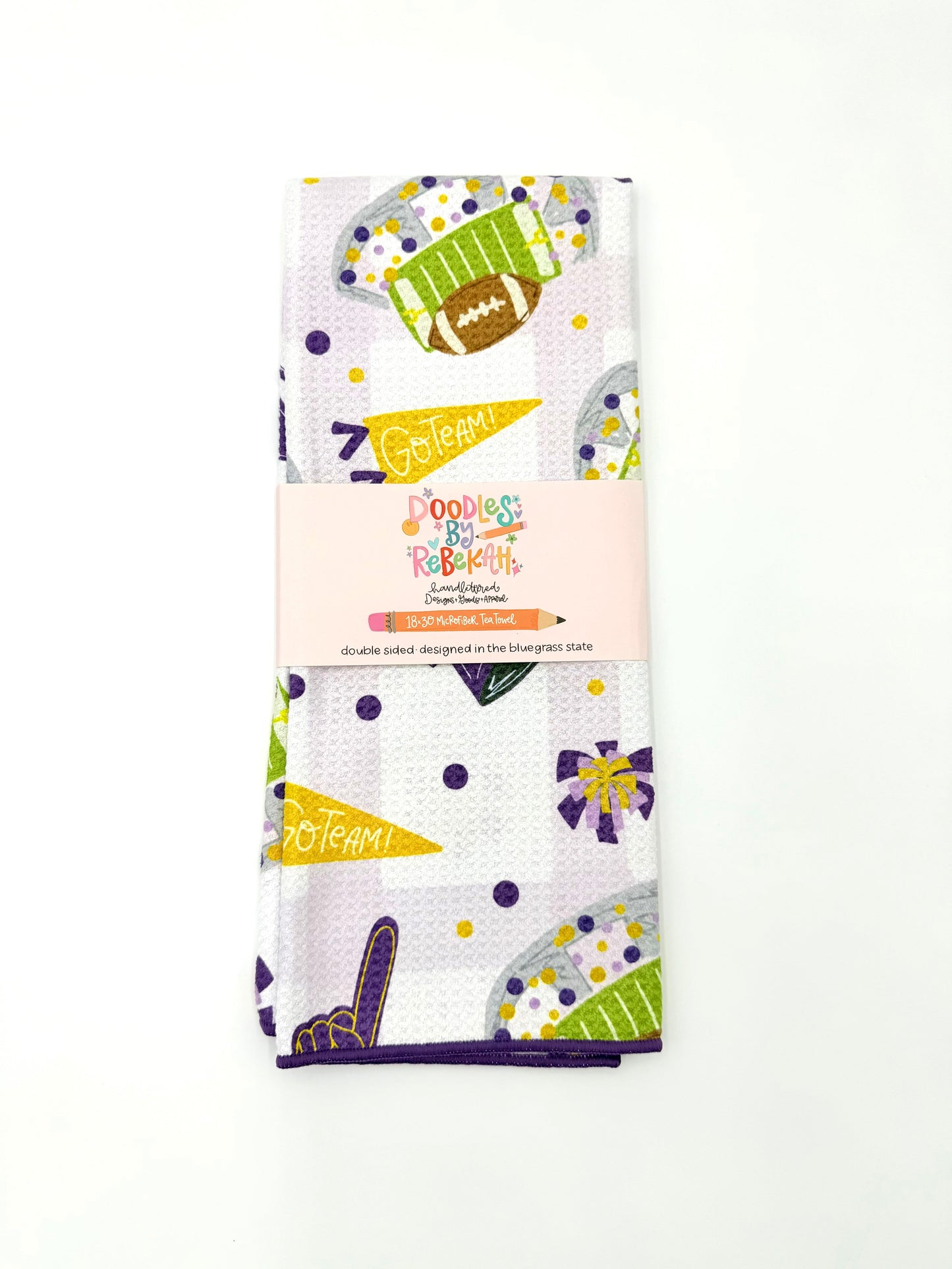 Purple & Gold Football Game Day- Microfiber Waffle Weave Tea Towel