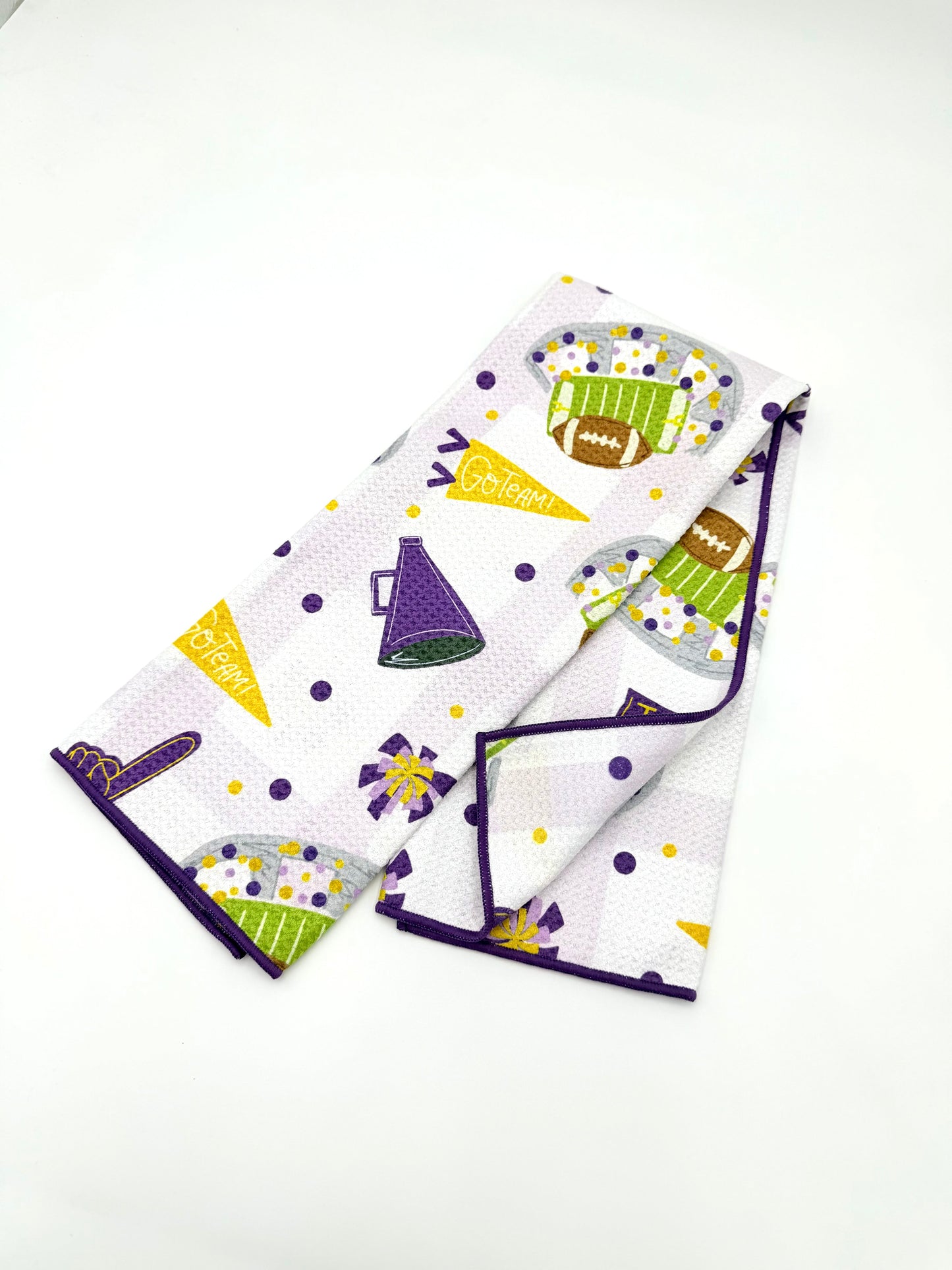 Purple & Gold Football Game Day- Microfiber Waffle Weave Tea Towel