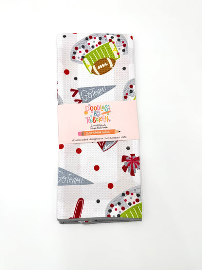 Crimson & Gray Football Game Day- Microfiber Waffle Weave Tea Towel