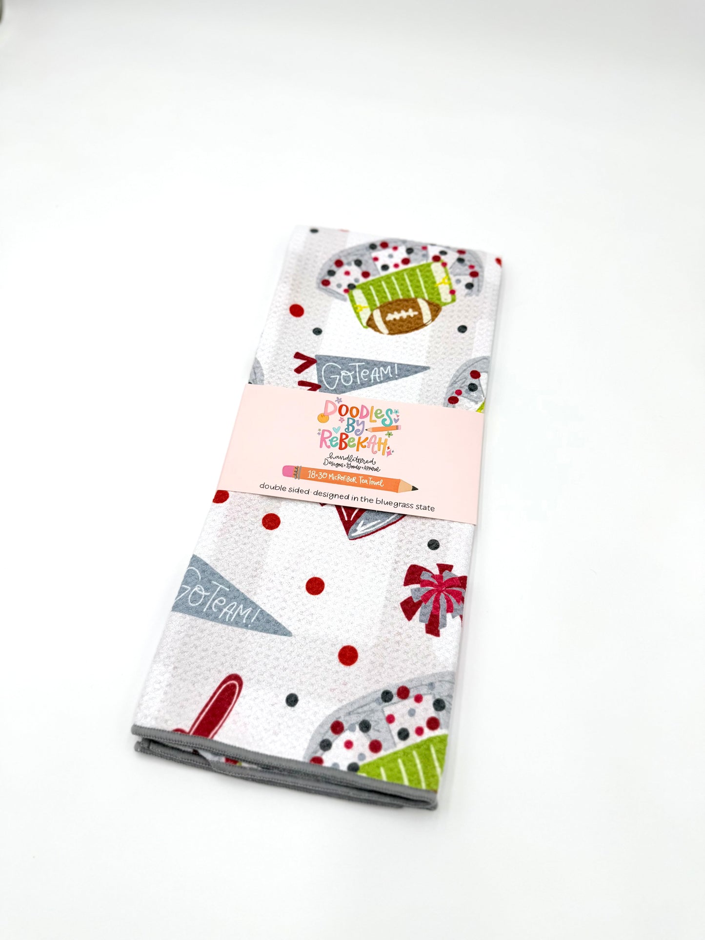 Crimson & Gray Football Game Day- Microfiber Waffle Weave Tea Towel