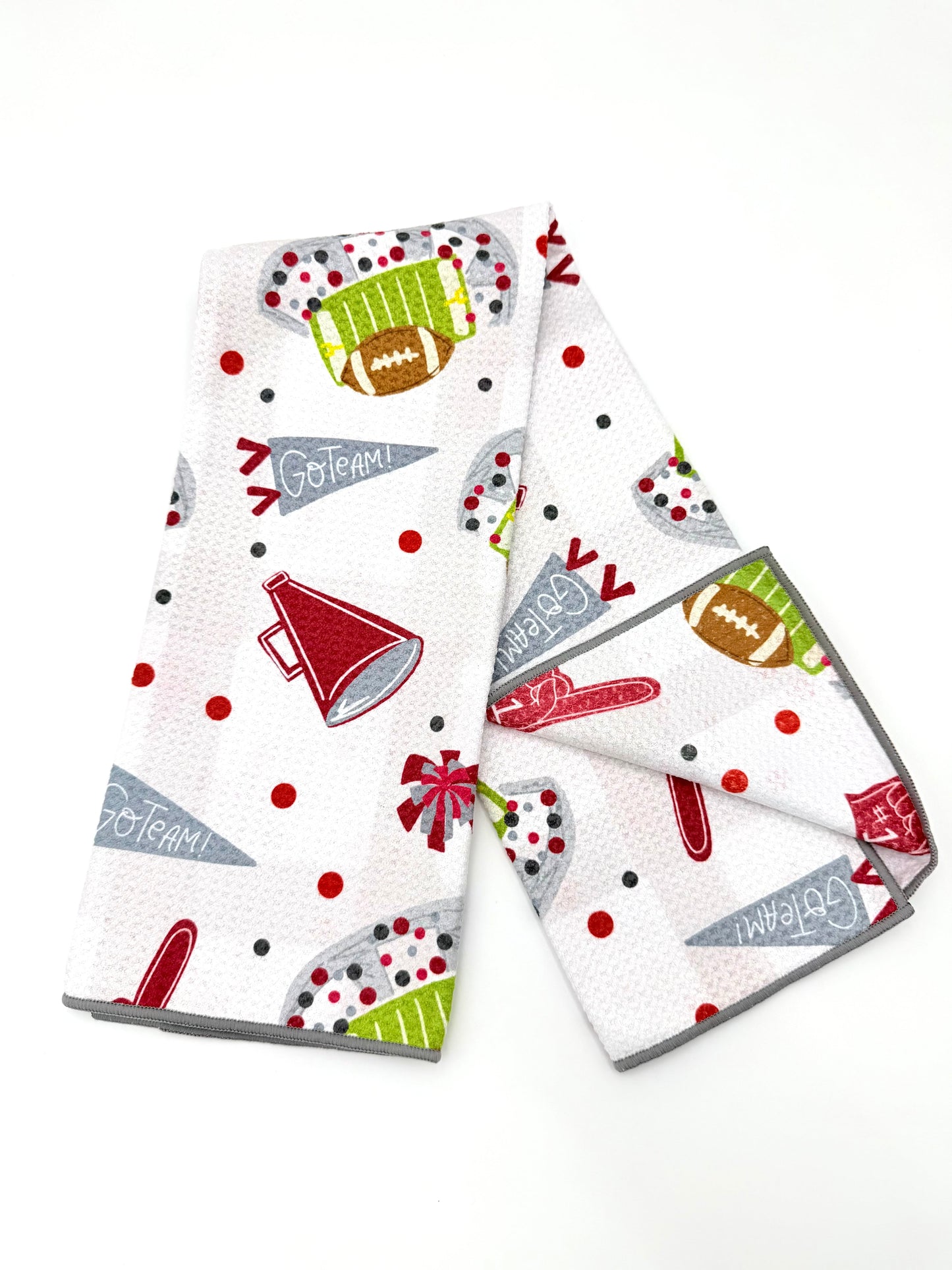 Crimson & Gray Football Game Day- Microfiber Waffle Weave Tea Towel