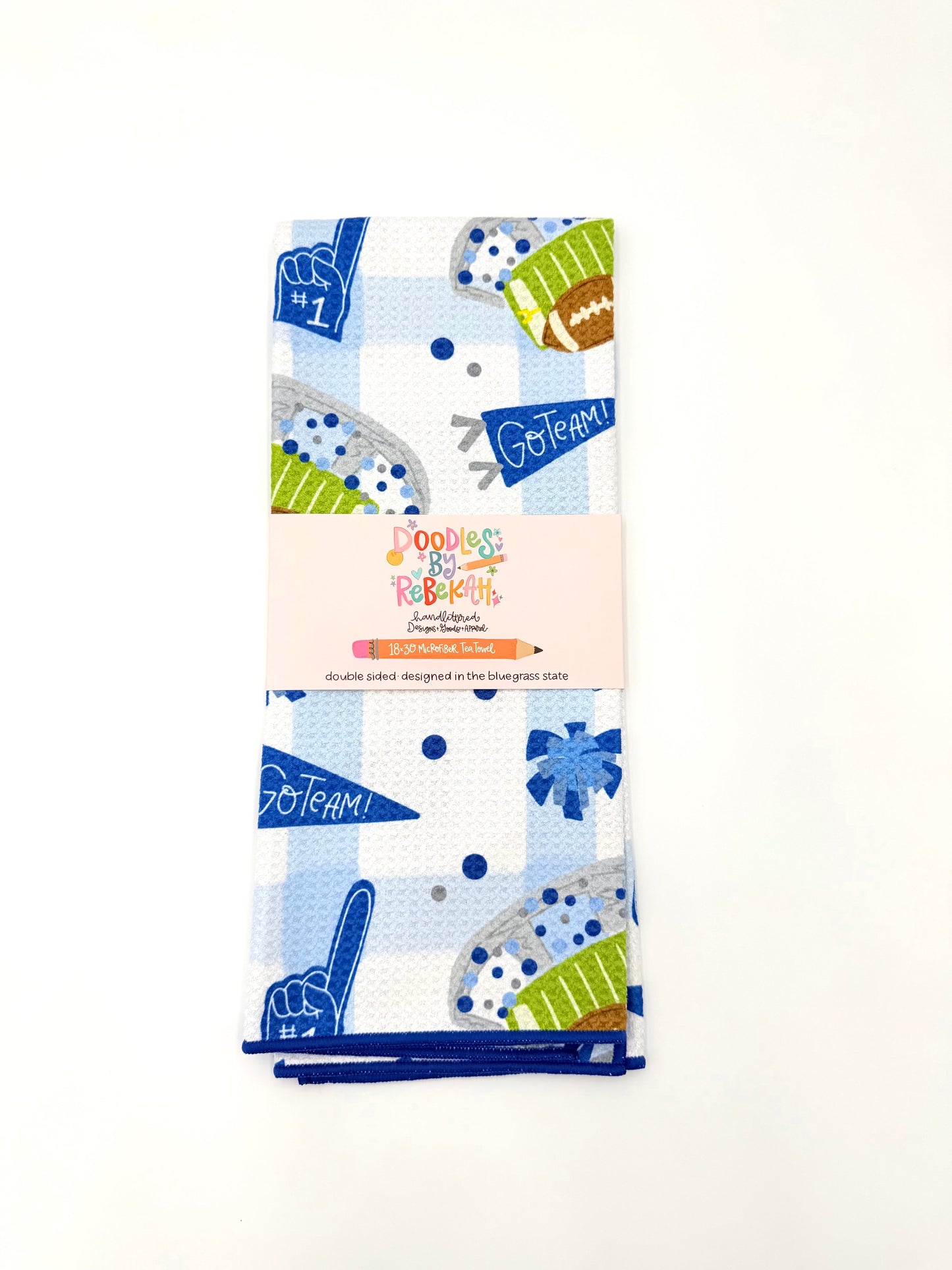 Blue & White Football Game Day- Microfiber Waffle Weave Tea Towel
