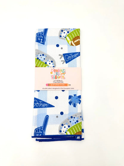 Blue & White Football Game Day- Microfiber Waffle Weave Tea Towel