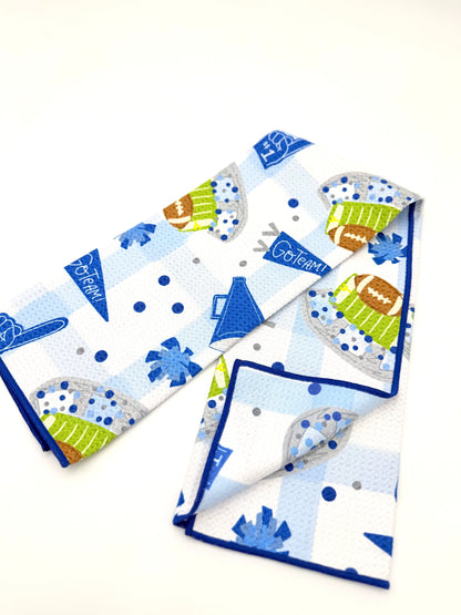 Blue & White Football Game Day- Microfiber Waffle Weave Tea Towel