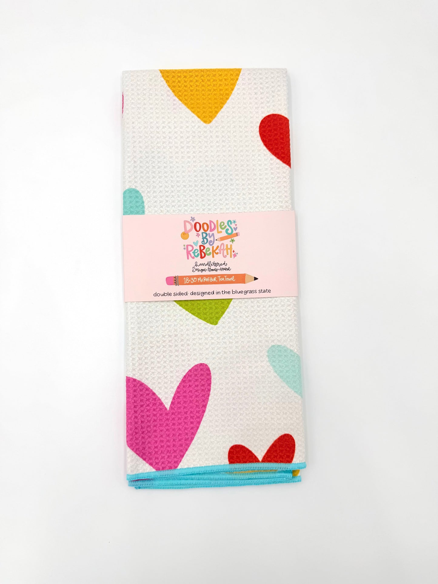 Colorful Hearts- Microfiber Waffle Weave Tea Towel