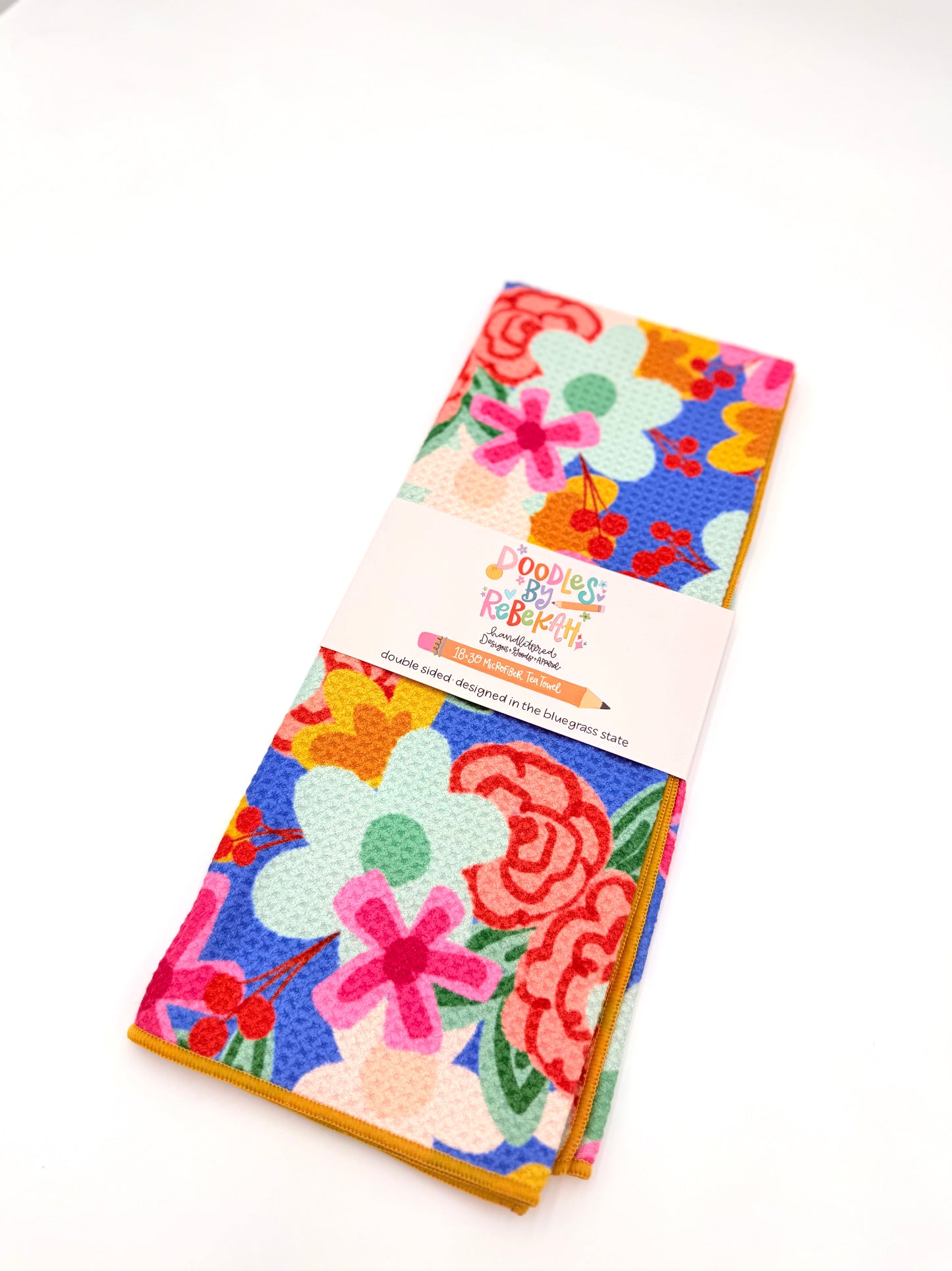 Everette Blue Floral- Microfiber Waffle Weave Tea Towel