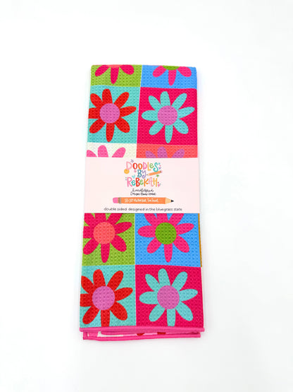 Hippie Daisy- Microfiber Waffle Weave Tea Towel