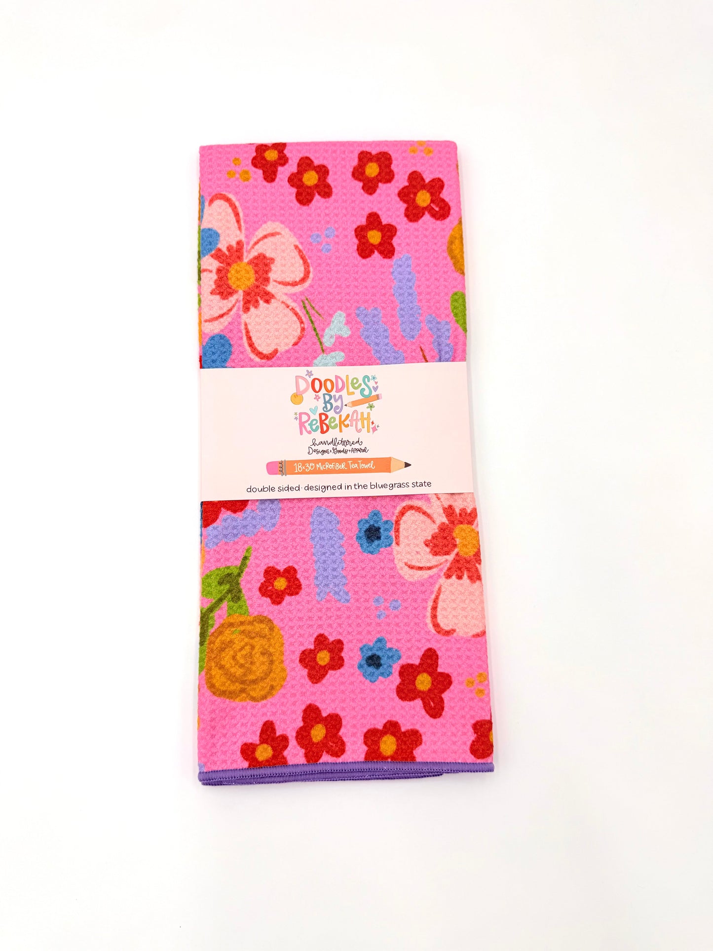 Pinky Pie Floral- Microfiber Waffle Weave Tea Towel
