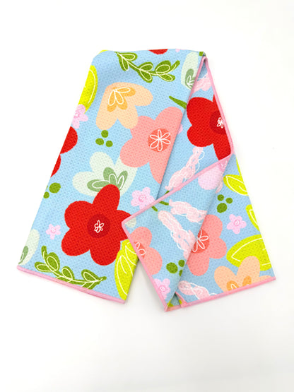 Peaceful Fields Floral- Microfiber Waffle Weave Tea Towel