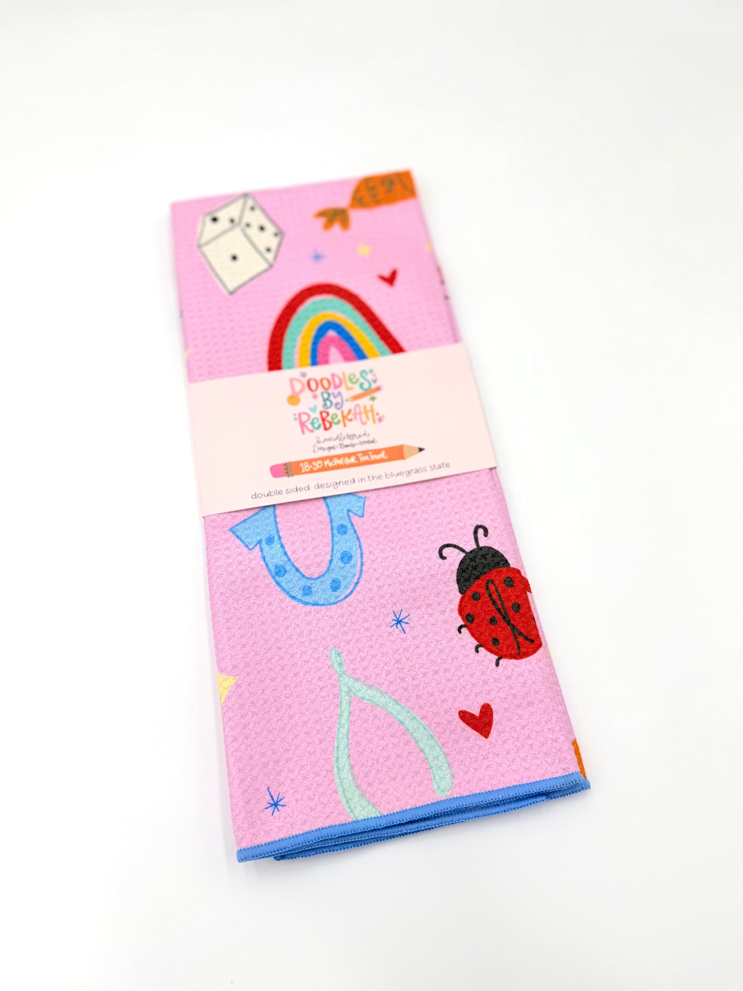 Lucky You- Microfiber Waffle Weave Tea Towel