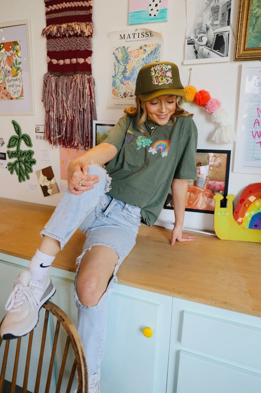 Triple Patty Tee- Moss Tee